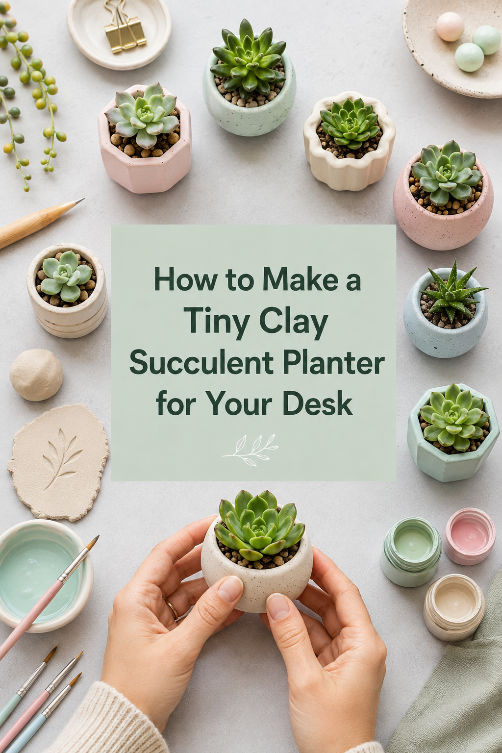 How to Make a Tiny Clay Succulent Planter for Your Desk