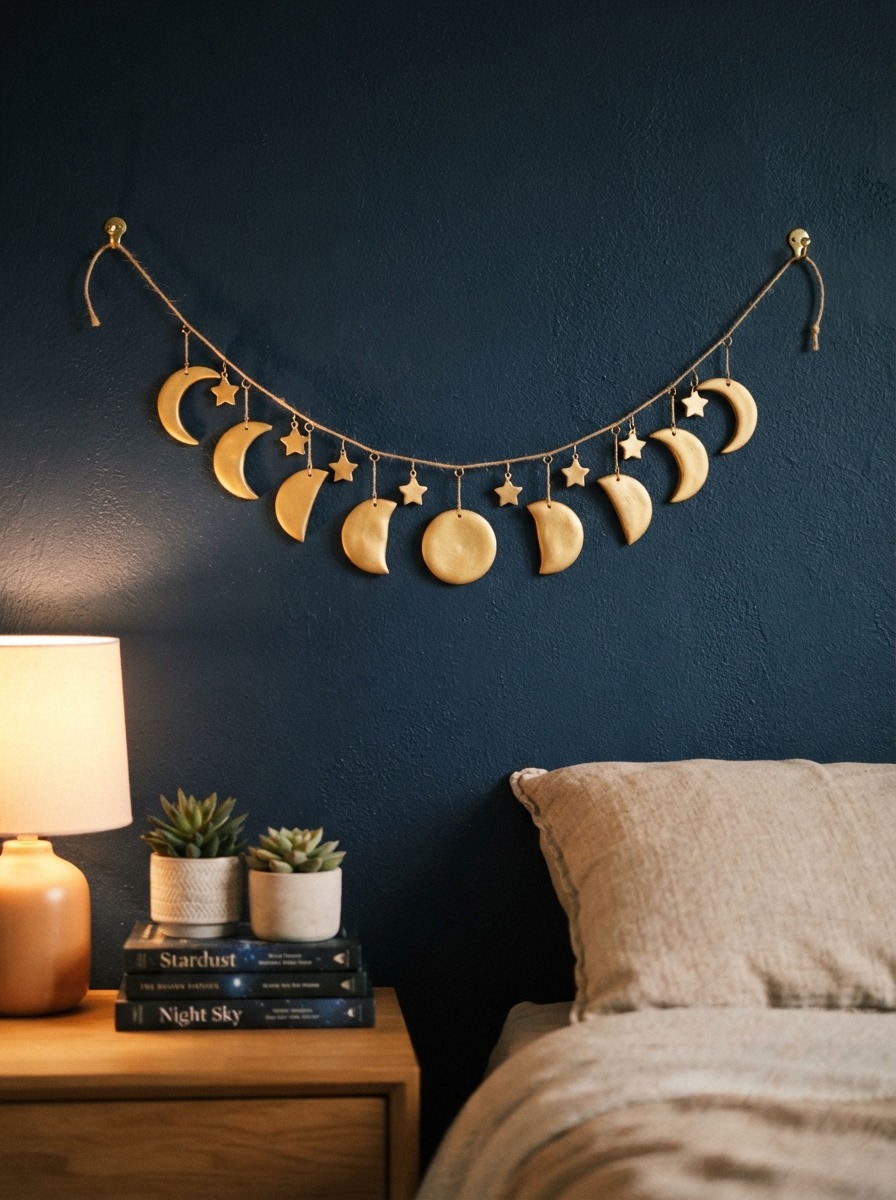 8 Moon Phase Clay Garlands for a Dreamy Bedroom Makeover