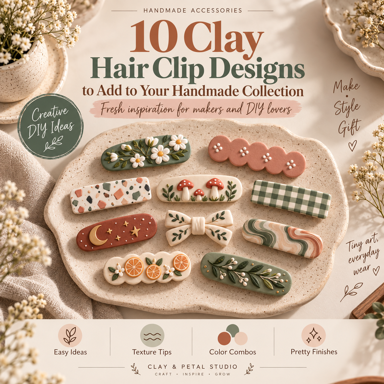 10 Clay Hair Clip Designs to Add to Your Handmade Collection