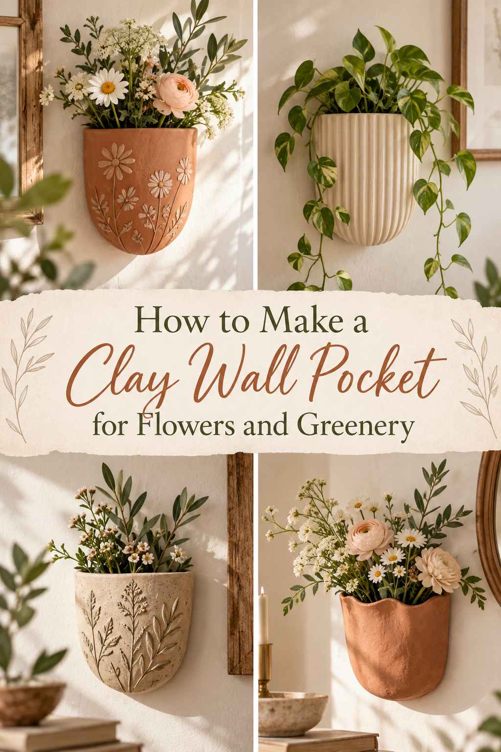 How to Make a Clay Wall Pocket for Flowers and Greenery